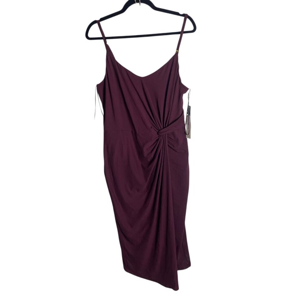 Nine Britton Size Xl Vivienne Knit Midi Dress Wine Burgandy Red Twist Waist Vamp - Picture 2 of 8